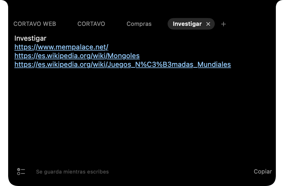 Una nota con enlaces